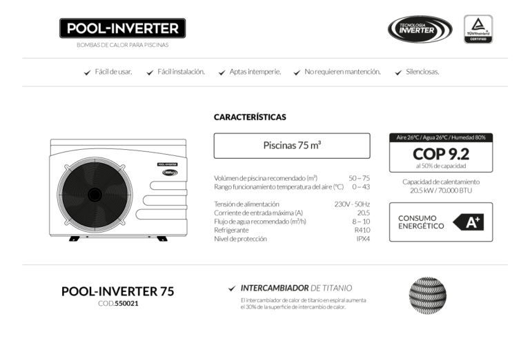 Bomba de calor POOL-INVERTER 75