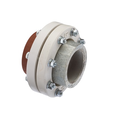 Unión Doble c/Brida Plástica Fusión - Rosca Met. Hembra Hidro3